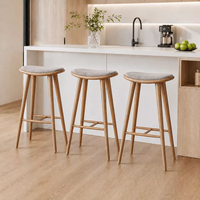Tabouret de bar en bois massif, style nordique moderne minimaliste, fait main, sans assemblage requis, personnalisable pour la maison, l'îlot de cuisine, le comptoir, la restauration