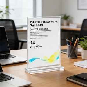 Espositore per Menu in Acrilico Trasparente a Doppia Faccia, Formato A4 A5 A6, Supporto per Insegne a T Personalizzabile con Logo - Product Image 5