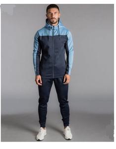 Survêtement technique pour homme en molleton léger, grande taille, 69 % coton, 31 % polyester, noir, avec fermeture éclair intégrale, sweat-shirt à capuche et pantalon de jogging, 2026 - Product Image 3