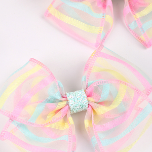 CN 2 piezas Fairy Organza Barrette Hair Bow Clip Tulle Rainbow horquillas <span class=keywords><strong>con</strong></span> brillo brillante pinza de pelo <span class=keywords><strong>para</strong></span> <span class=keywords><strong>niñas</strong></span> - Product Image 5