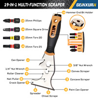 GEINXURN Outil de peintre 16-en-1, lame en acier inoxydable (épaisseur 1,2 mm), manche en plastique, type couteau plat, grattoir à peinture, usage domestique DIY