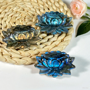 All'ingrosso intagliato a mano blu Flash Labradorite artigianato di cristallo di loto-modelli di fiori incisi per decorazioni per la casa e regalo - Product Image 5