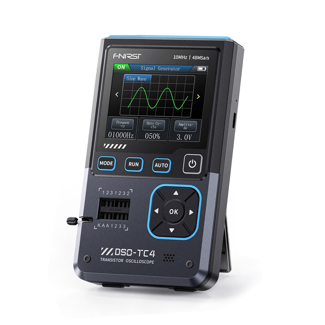 FNIRSI DSO-TC4 Upgrade 3 in 1 Digital Oscilloscope 10MHz 48Ms/s Transistor Tester Electronics Component Tester USB Charger Tools