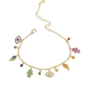 Pulsera de Cadena con Dije de Mano <span class=keywords><strong>Hamsa</strong></span> y Ala de la Suerte con Circonitas, Nuevo Diseño de Verano 2023 - Product Image 5