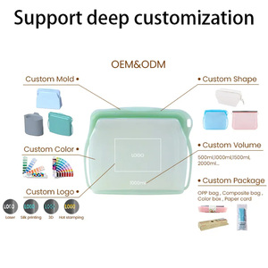 Sacs de conservation alimentaire réutilisables en silicone LEDUN, qualité alimentaire, étanches, pochettes verticales avec fermeture hermétique, 500/1000/1500 ml, personnalisables - Product Image 6