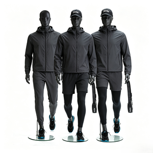 M070-<span class=keywords><strong>JACOB</strong></span>-5 Männliche Ganzkörper-Schaufensterpuppe in Geh- und Schrittpose, Matt Dunkelgrau, Muskulös, für Herren-Laufbekleidung, Windbreaker, Outdoor-Präsentation - Product Image 3
