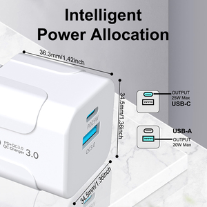 Mini Cargador Rápido QC3.0 PD 3.0 USB-<span class=keywords><strong>C</strong></span> PD 25W con Protección OTP, Cargador Móvil con Enchufe EU/US/UK/KR, Adaptador de Pared - Product Image 6