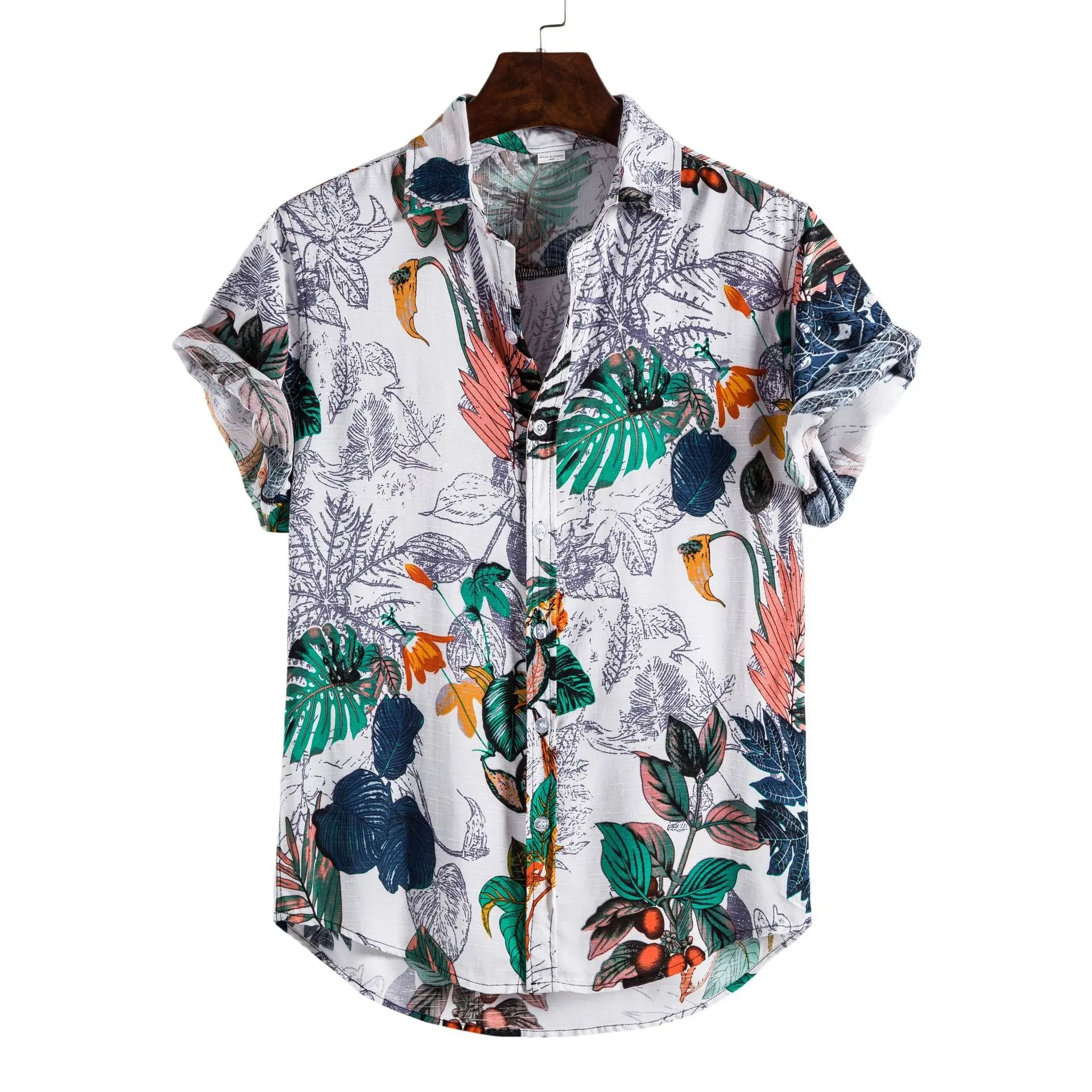 Vêtements pour hommes de haute qualité chemises décontractées pour hommes à motif de fleurs imprimées à manches courtes chemises pour hommes de grande taille à bas prix