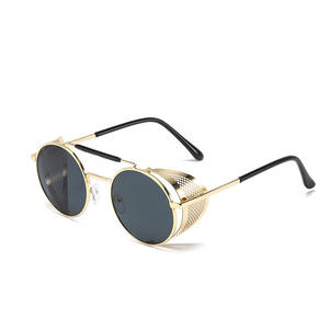 Lunettes de Soleil <span class=keywords><strong>Steampunk</strong></span> Vintage Personnalisées Pare-Brise Punk Lunettes de Soleil Miroir Rond Rétro Alliage Métal Cadre UV400 <span class=keywords><strong>Film</strong></span> - Product Image 3