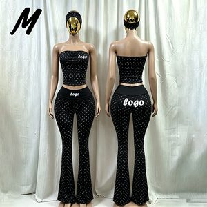 Set Estivo Casual Due Pezzi Y2K: Top a Tubo e Pantaloni Svasati con Stampa Digitale, Vestibilità Slim, con Fascia per Capelli - Product Image 2