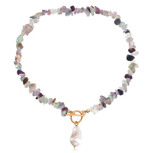 Collar Gargantilla <span class=keywords><strong>2026</strong></span> con Perlas Irregulares Grandes y Elegantes, Adorno de Piedras y Detalles en Turquesa Verde para Mujer - Product Image 1