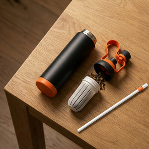 Bouteille d'eau SMILEDRINK avec infuseur à thé, sans BPA, thermos en acier inoxydable isolé avec filtre à mailles fines et paille - Product Image 6