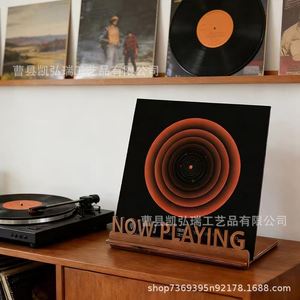 Estante de madera para discos de vinilo, soporte de escritorio para discos, estante para fonógrafos, estante para revistas - Product Image 4