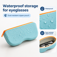 Étui de rangement classique pour lunettes de natation, pochette de voyage antichoc en silicone, grande capacité, double face, respirant, ovale, pour enfants