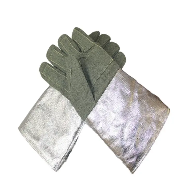 Aramid pamuk astar isıya dayanıklı çift isıya dayanıklı % 1414 para aramid yoğun dokuma kumaş ve karbon fiber koruyucu eldiven