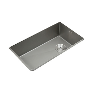 Évier de cuisine à cuve unique 370x480mm en acier inoxydable 304, finition argent nano, avec plaque de couverture à fermeture douce, robinet pliable inclus - Product Image 6