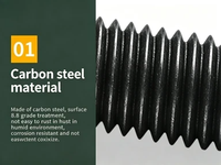 Tige filetée zinguée 8 mm en acier au carbone grade 8.8, filetée aux deux extrémités pour pompes, vannes, turbines à vapeur et générateurs