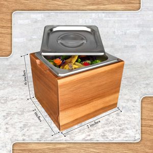 Countertop <strong>Compost</strong> Waste <strong>Bin</strong> with Lid and Acacia <strong>Wood</strong> Box - Indoor <strong>Compost</strong> <strong>Bin</strong> Kitchen Counter - Product Image 6