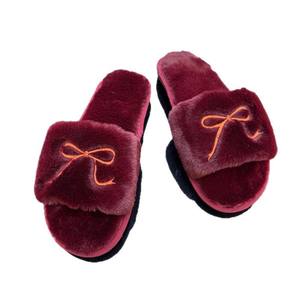New Trend Tpr slippers Women slippers Home slippers Plush Warm slippers Decorated with a <b>Bow</b> Fashion slippers With High Quality - Product Image 5