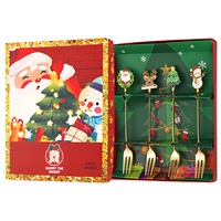 Ensemble de couverts Anji Newell au design de Noël, comprenant un ensemble de cuillères et de fourchettes avec des motifs de Père Noël, de rennes et de bonhommes de neige, vaisselle pour la table à manger à la maison