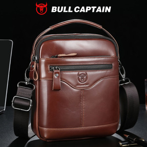 กระเป๋าหนังแท้สะพายข้างผู้ชาย BULLCAPTAIN  วัสดุโพลีเอสเตอร์ ปิดด้วยซิป  นุ่ม  จุของได้เยอะ  สไตล์วินเทจ  แฟชั่นลำลอง  สำหรับธุรกิจ - Product Image 1