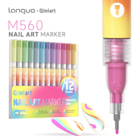 Ensemble de marqueurs pour nail art aux couleurs tendance, stylos graffiti néon fluorescents vifs en PET pour la création de designs de manucure estivaux