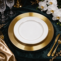 Assiettes de présentation rondes de luxe en acrylique transparent de 13 pouces, sous-assiettes décoratives en plastique pour Noël, mariages, banquets et décoration de table de fête