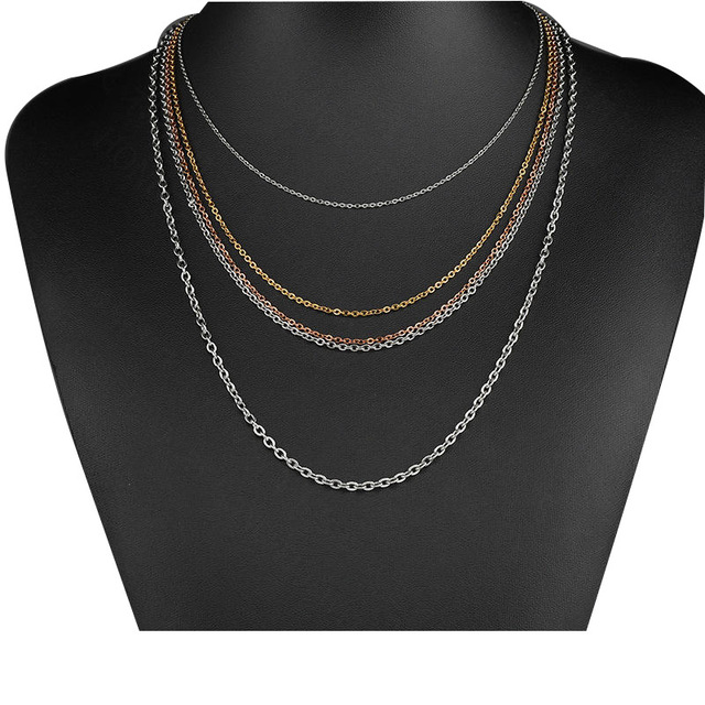 ODM Men Woman 1.5MM 2MM 3MM Silver Plated O Oval Curb Cable Chain Stainless Steel Cross Rolo Link Chains Necklace