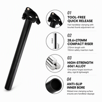 Custom Sand Black D-AL-001 Single Straight Extension Tube In-Line Handlebar Stem Riser untuk Sepeda Lipat/E-Bike yang Awet dan Tahan Lama