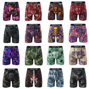 Calzoncillos <span class=keywords><strong>Boxer</strong></span> Personalizados de Estilo Urbano Hip Hop para Hombre, Estampado de Pizza y Papas Fritas de Pitbull Negro, Transpirables - Product Image 2
