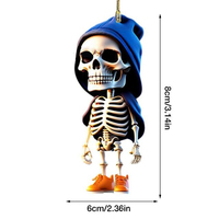 Acrylique Squelette Figurine Voiture Suspendus Ornement 2024 Artisanat Statue Squelette Mémorial Gothique Sculpture Halloween Décoration