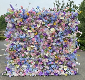 Panel de Fondo Floral Morado Lavanda para Decoración, 8x8, 3D, 5D, Enrollable, de Tela, <span class=keywords><strong>con</strong></span> <span class=keywords><strong>Flores</strong></span> Artificiales de Seda Lila - Product Image 1