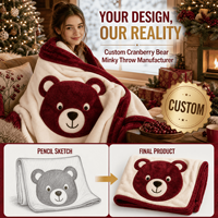 Couverture en peluche personnalisée ours canneberge en Minky, couverture de Noël en peluche, vente en gros OEM ODM, cadeau de vacances doux et portable, collection maison