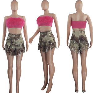 Think <span class=keywords><strong>2023</strong></span> mode Camouflage imprimé Shorts à la mode décontracté gland Shorts été taille haute Shorts pour les femmes - Product Image 2