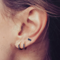 Boucles d'oreilles clous LOZRUNVE en argent sterling 925 plaqué or 14k et or 18k avec zircon et double pierre de saphir coloré