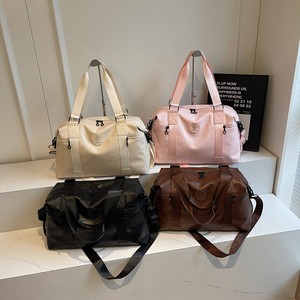 New <b>Soft</b> <b>Leather</b> Duffel <b>Bag</b> 20-35L Lightweight Portable Travel Fitness <b>Bag</b> With Wet Dry Separation Unisex White Black Pink Brown - Product Image 3