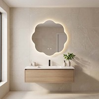 Miroir de salle de bain éclairé sans cadre, rond, à 3 couleurs, avec éclairage LED, tactile et à intensité variable, fabriqué par des fabricants OEM ODM.