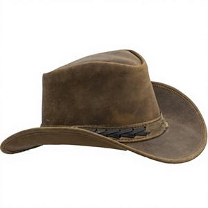 Black Pure Leather Cowboy <b>Hats</b> Handicrafts Genuine Buffalo Leather Fashion Adults Travel Eco-Friendly Outdoor Sun Beach Casual - Product Image 4