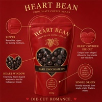 Bolsa de Café Personalizada con Forma de Corazón, Ventana en Forma de Corazón, Cierre Hermético, Bolsa de Embalaje de Café Cubierto de Chocolate para Regalo de Marca