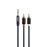 Câble audio plaqué or 24 carats de haute qualité 3,5 mm vers RCA avec coque en alliage d'aluminium pour lecteur DVD et audio professionnel MP3
