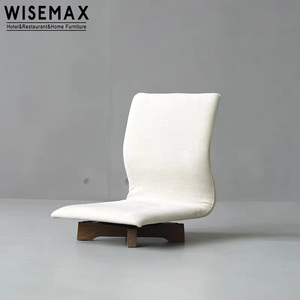 WISEMAX FURNITURE, mobilier de salon au design japonais, tissu d'ameublement, dossier en tissu, tabouret bas, chaise unique en bois massif pour la maison - Product Image 1