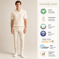 Pull en maille côtelée à manches courtes col polo en mélange d'acétate Naia doux et lisse pour homme, modèle ODM