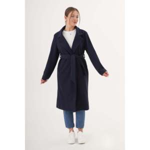 Abrigo Largo de Cachemira Azul Marino para Mujer, Manga Larga, Informal, Tejido Cálido - Product Image 2