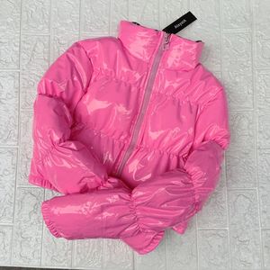 Veste à bulles rose et violette <span class=keywords><strong>XXL</strong></span>, parka courte, doudoune, veste d'hiver pour femmes, nouvelle mode, vêtements noirs avec capuche - Product Image 5