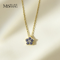 Mishang MSN-1064 925 Sterling Silber Modische Blumendesign-Anhängerketten 3mm Rund Geschliffene Laborgezüchtete Edelstein-Halsketten