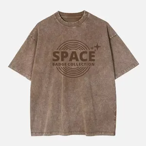 Camiseta para hombre de lujo de diseñador extragrande lavada con ácido con logotipo de serigrafía personalizada