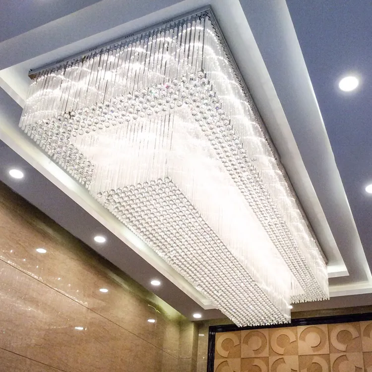 Rettangolo rettangolare quadrato grande lampadario personalizzato K9 Asfour cristallo LED 80 Hotel vetro Murano di lusso moderno 1 pz 30000 100