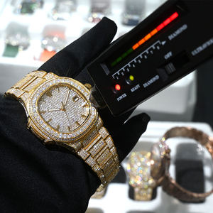 Reloj Mecánico Automático de Lujo con Incrustaciones de Moissanita, Alarma, Cristal de Zafiro, Correa de Acero Inoxidable, Diseño Estilo Hip Hop, ETA - Product Image 4