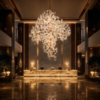 Lustre moderne de luxe en cristal, hauteur réglable, LED, en cuivre sur mesure, luminaires suspendus design pour villas et escaliers