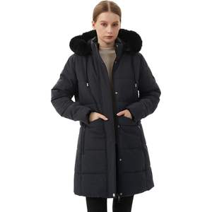 Moerdeng Abrigo acolchado de invierno para mujer, forro polar acolchado, impermeable, con capucha desmontable, parka - Product Image 4